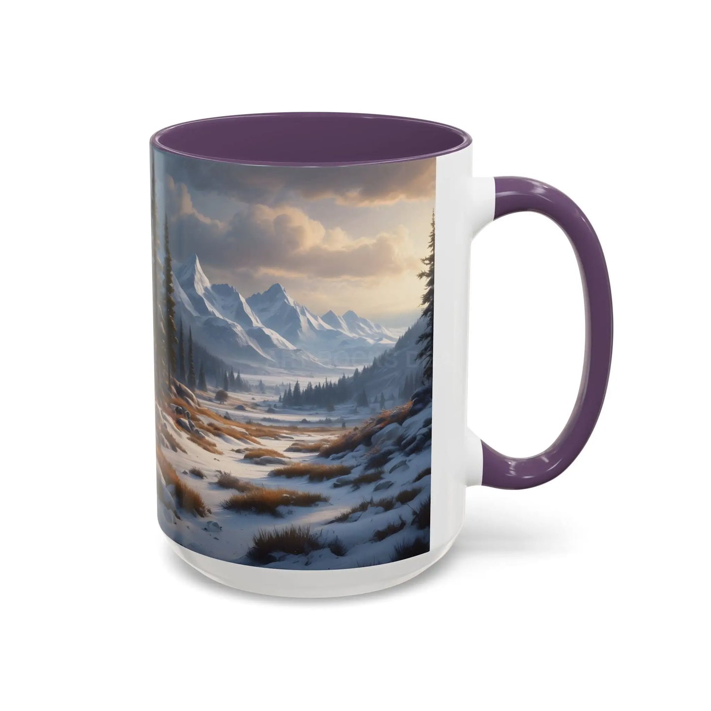 Mountain Winter Landscape Coffee Mug — Scenic Snowy Peaks Accent Mug - Mug