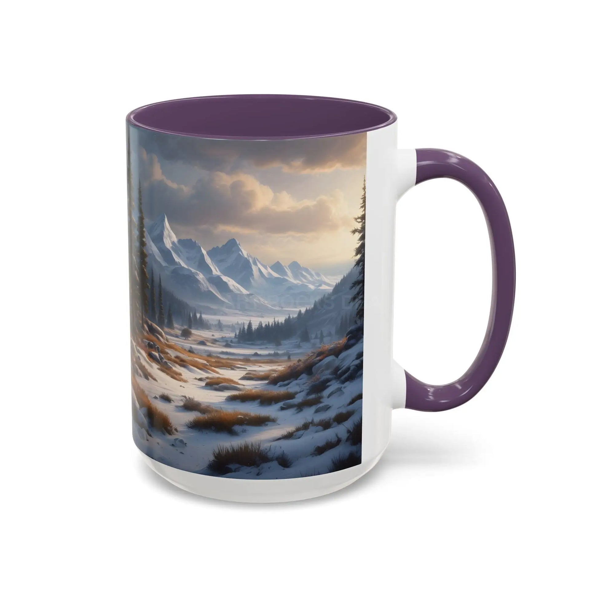 Mountain Winter Landscape Coffee Mug — Scenic Snowy Peaks Accent Mug - Mug