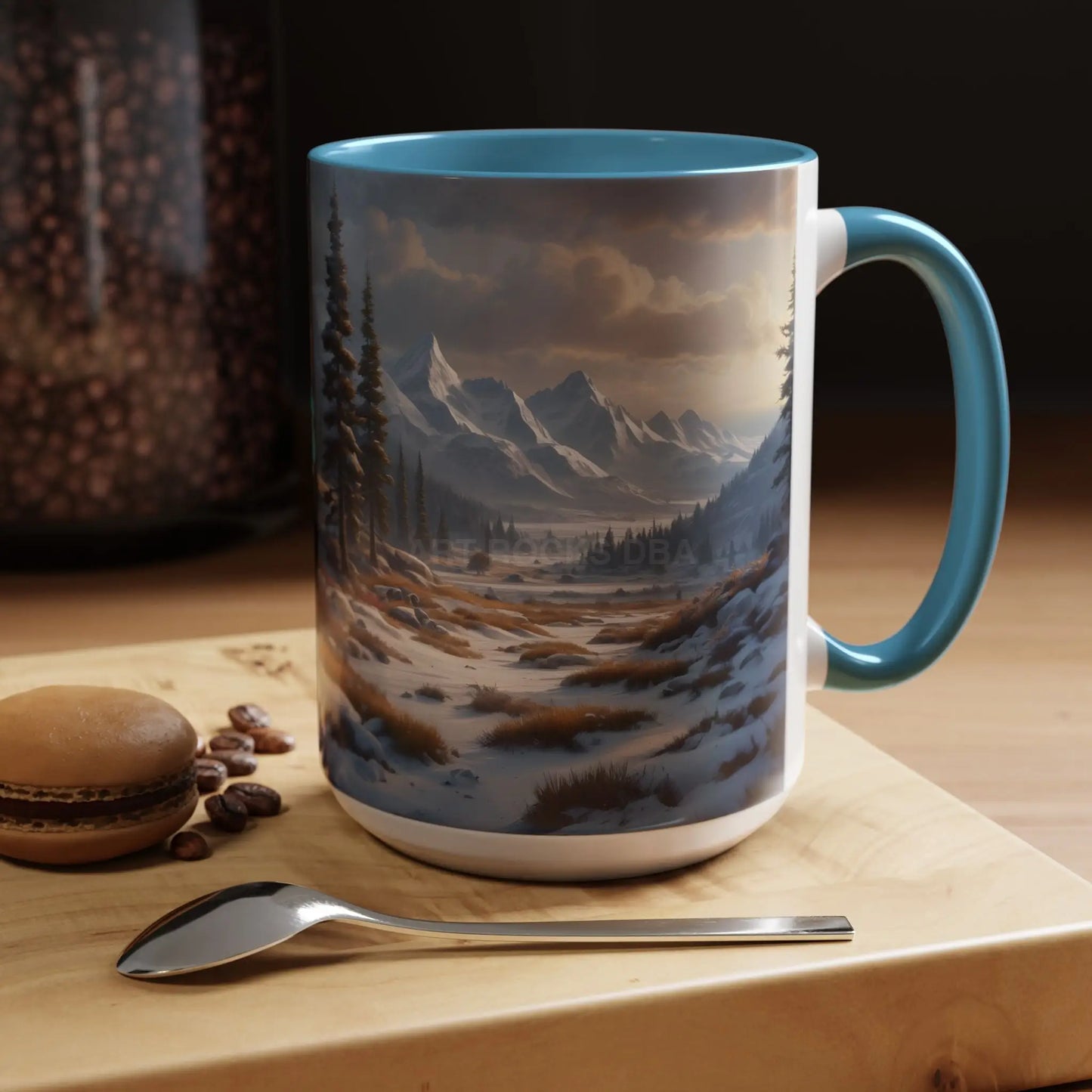 Mountain Winter Landscape Coffee Mug — Scenic Snowy Peaks Accent Mug - Mug