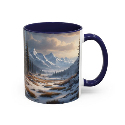Mountain Winter Landscape Coffee Mug — Scenic Snowy Peaks Accent Mug - Mug