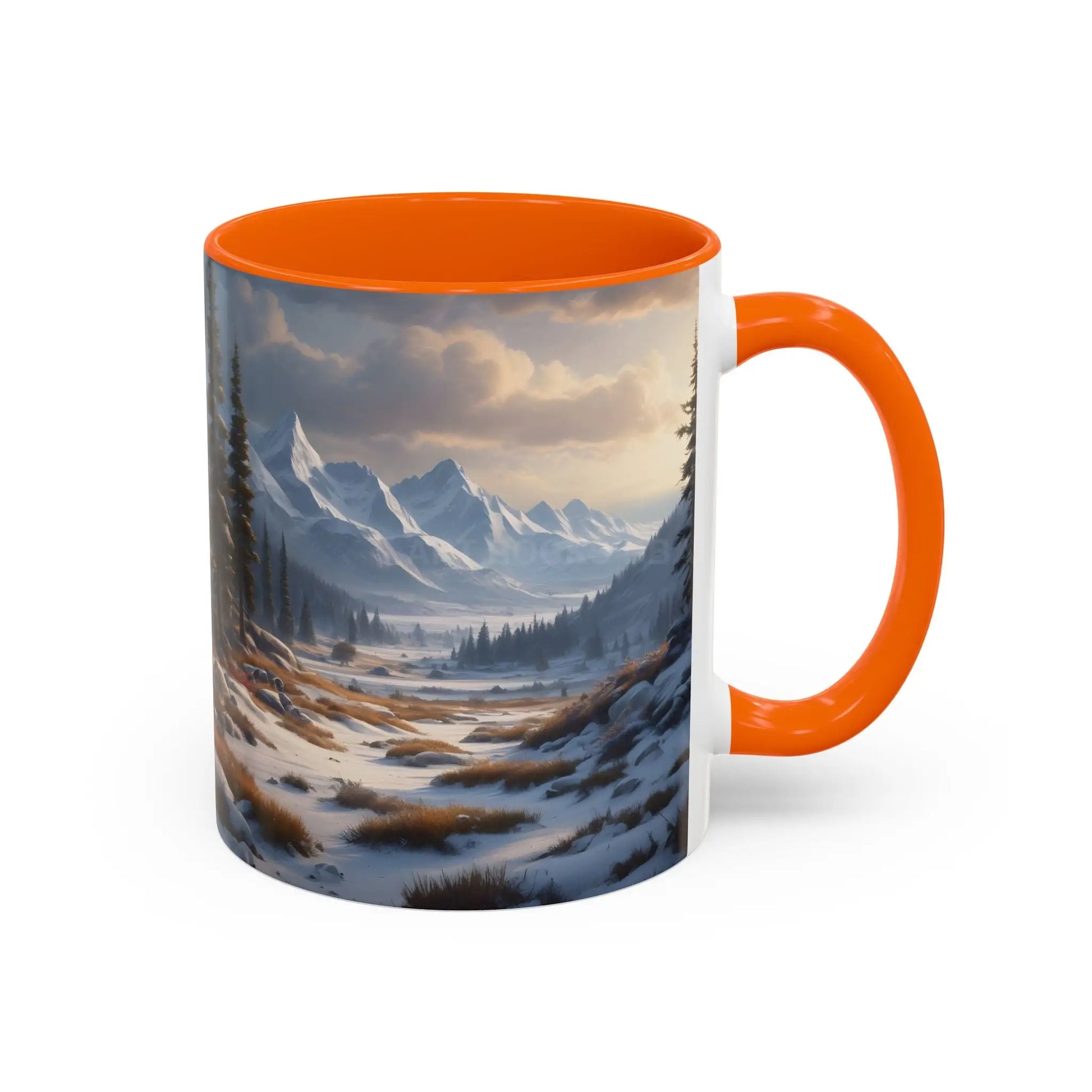 Mountain Winter Landscape Coffee Mug — Scenic Snowy Peaks Accent Mug - Mug