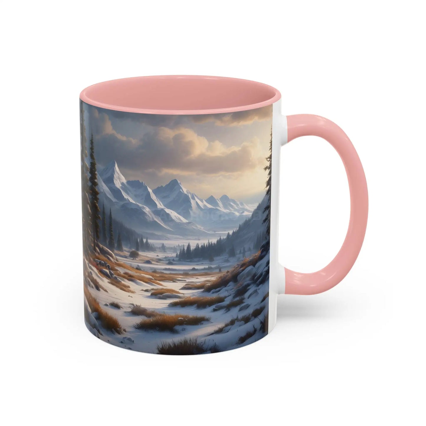Mountain Winter Landscape Coffee Mug — Scenic Snowy Peaks Accent Mug - Mug