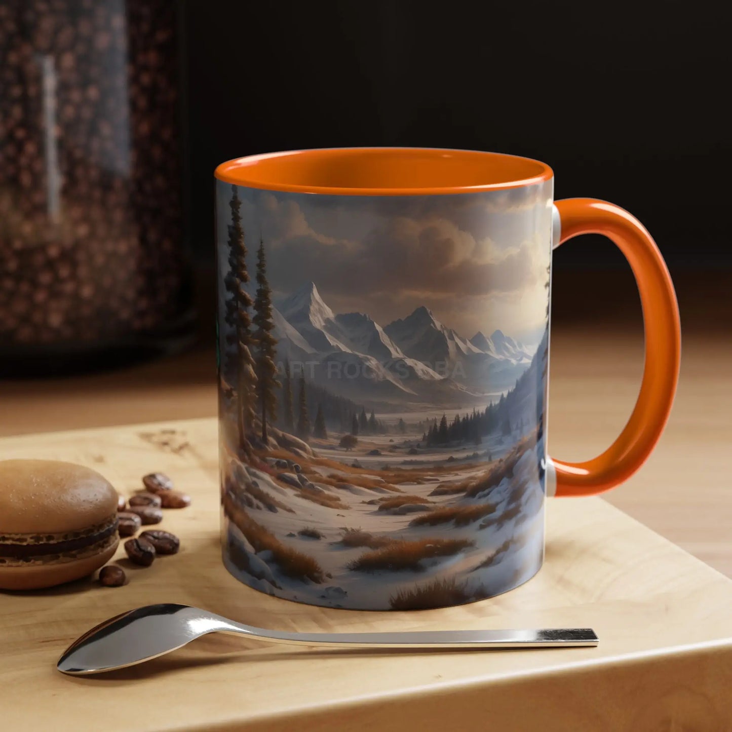 Mountain Winter Landscape Coffee Mug — Scenic Snowy Peaks Accent Mug - Mug