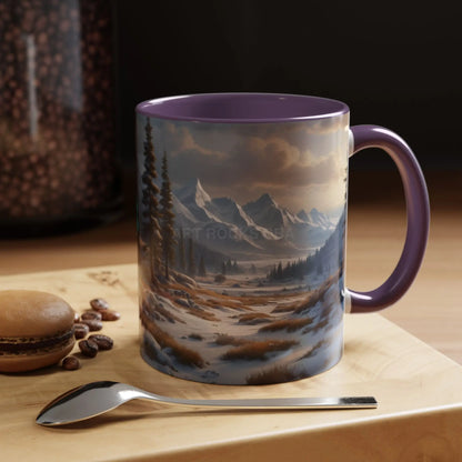 Mountain Winter Landscape Coffee Mug — Scenic Snowy Peaks Accent Mug - Mug