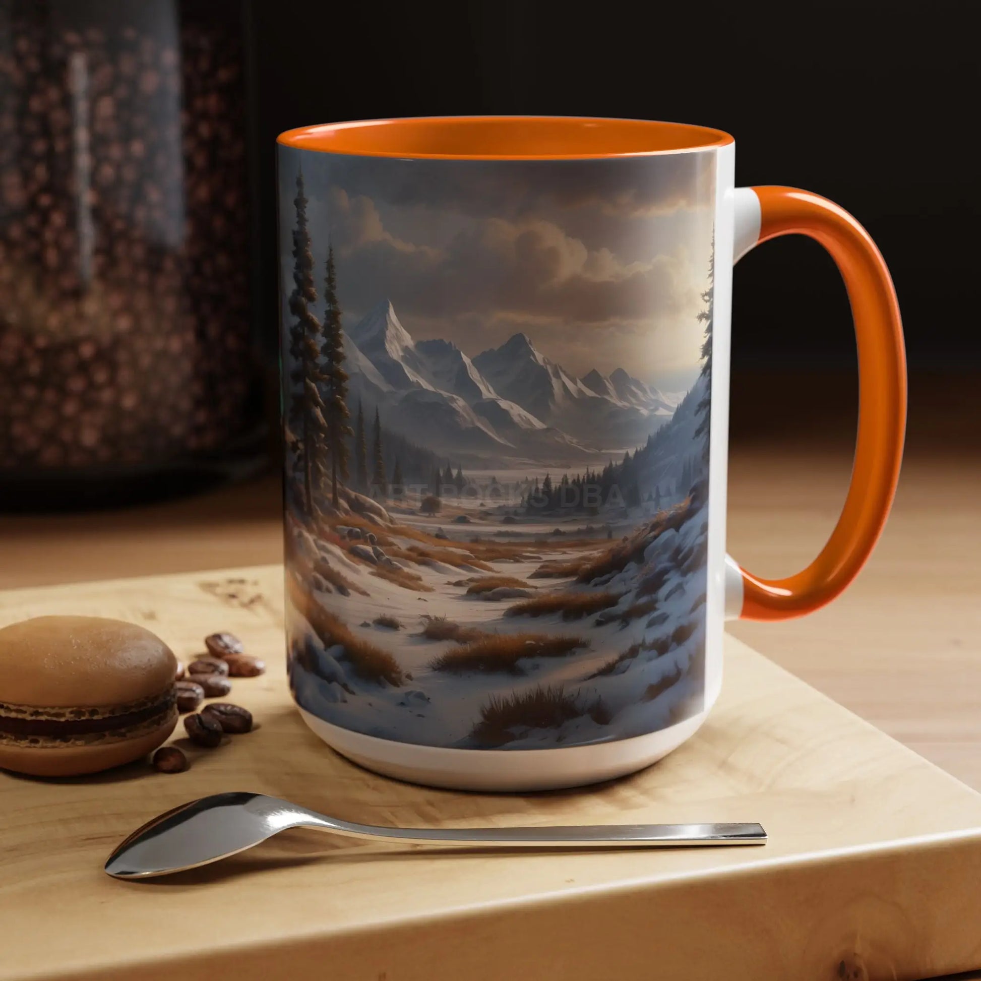 Mountain Winter Landscape Coffee Mug — Scenic Snowy Peaks Accent Mug - Mug
