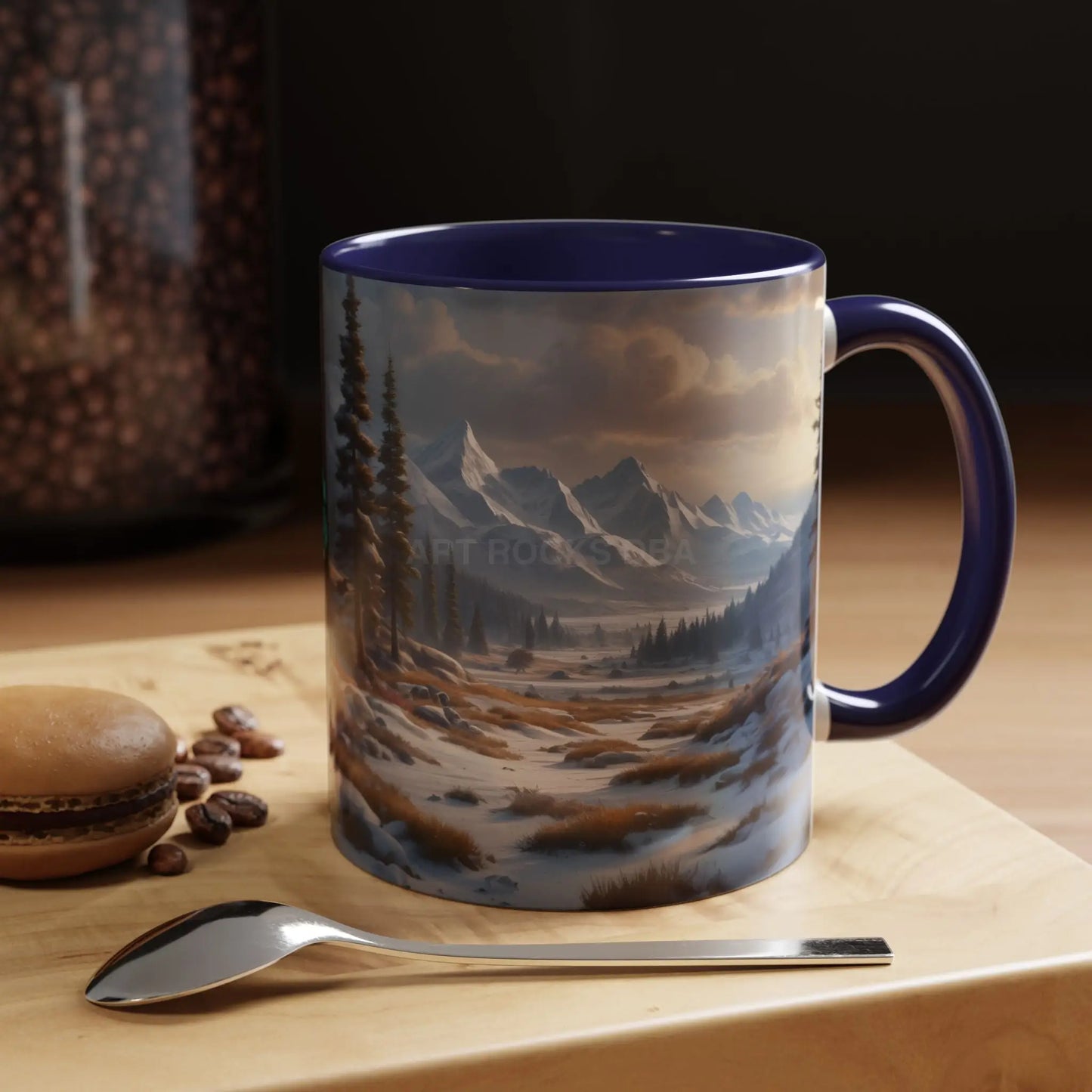 Mountain Winter Landscape Coffee Mug — Scenic Snowy Peaks Accent Mug - Mug