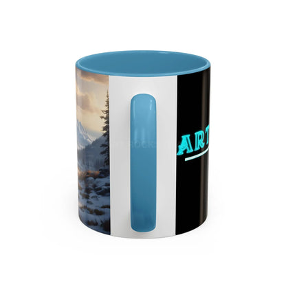 Mountain Winter Landscape Coffee Mug — Scenic Snowy Peaks Accent Mug - Mug