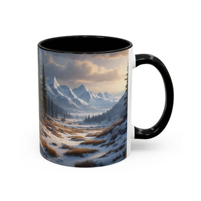 Mountain Winter Landscape Coffee Mug — Scenic Snowy Peaks Accent Mug - Mug