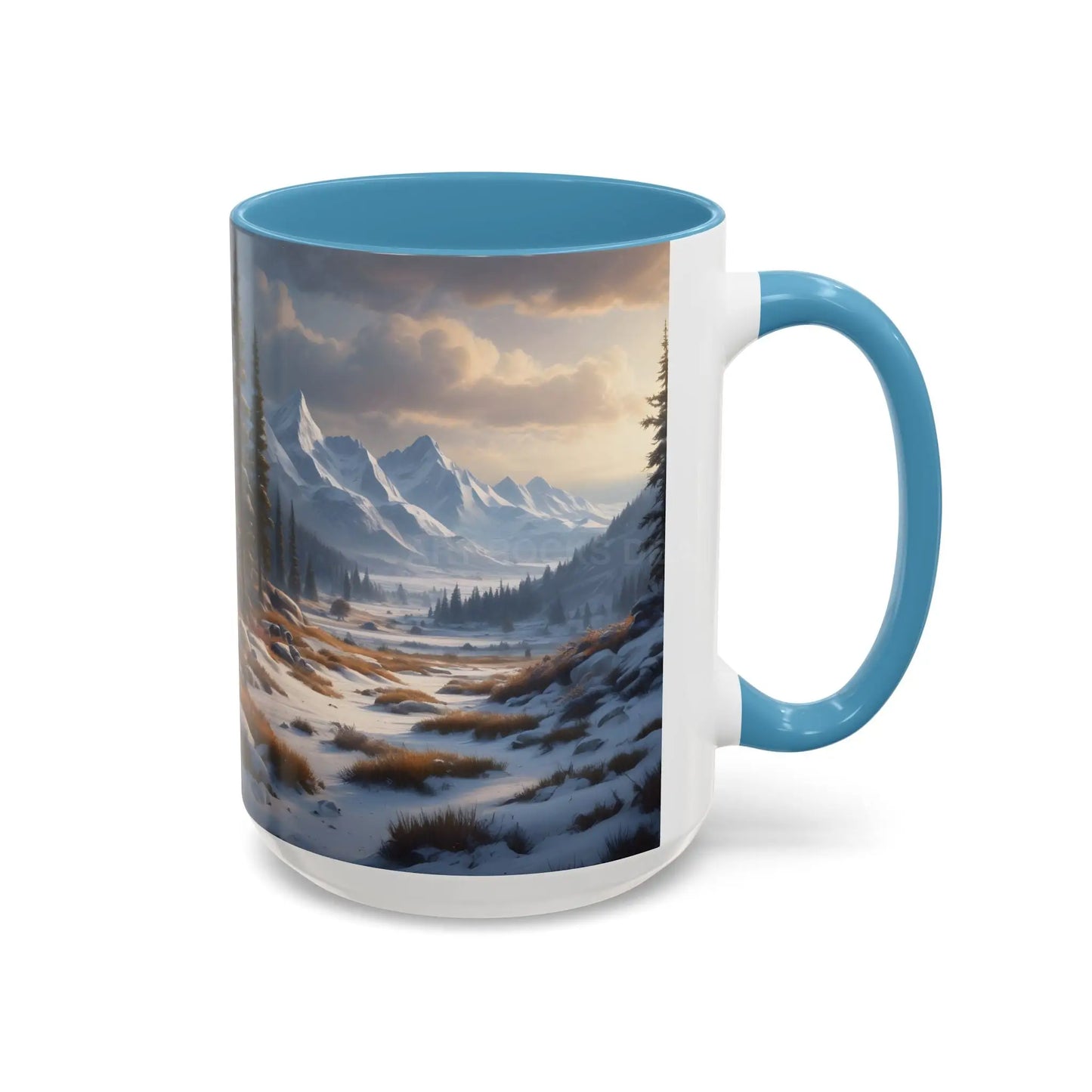 Mountain Winter Landscape Coffee Mug — Scenic Snowy Peaks Accent Mug - Mug