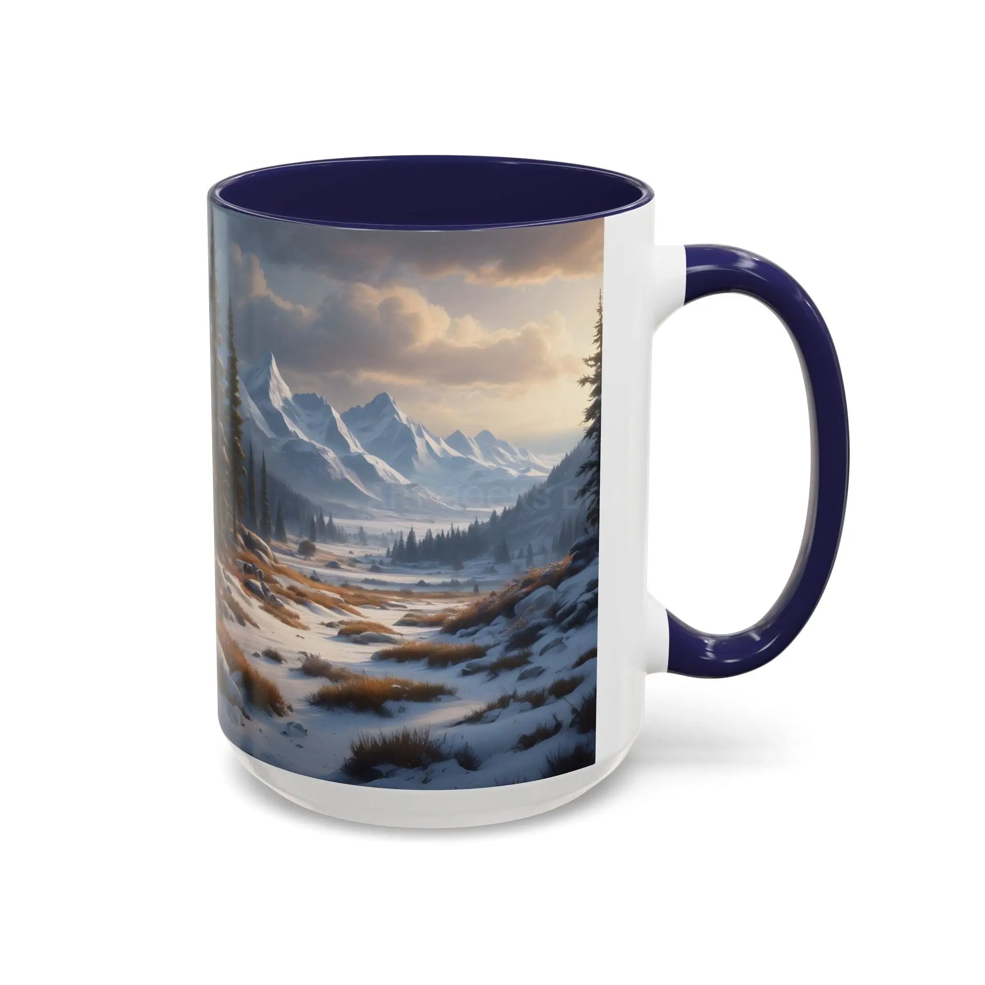 Mountain Winter Landscape Coffee Mug — Scenic Snowy Peaks Accent Mug - Mug