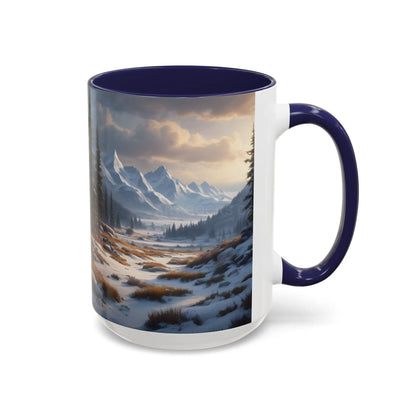 Mountain Winter Landscape Coffee Mug — Scenic Snowy Peaks Accent Mug - Mug