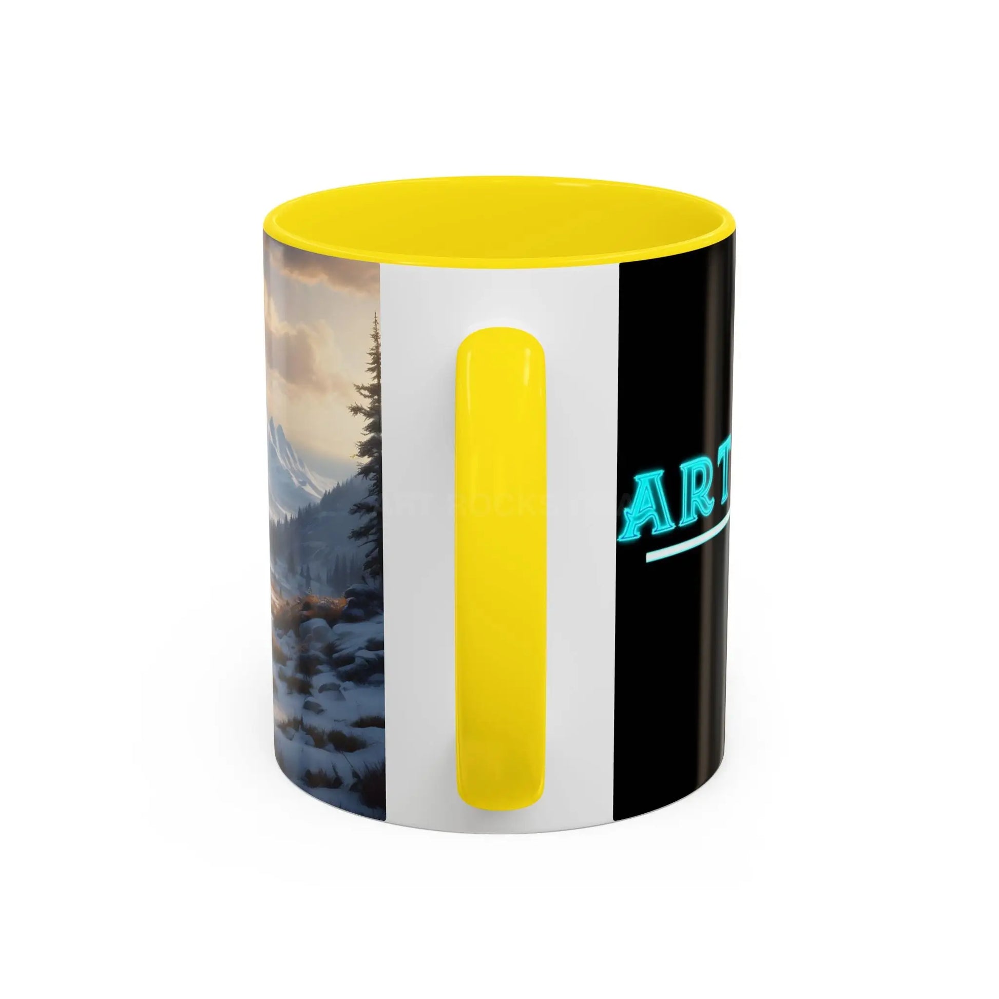 Mountain Winter Landscape Coffee Mug — Scenic Snowy Peaks Accent Mug - Mug