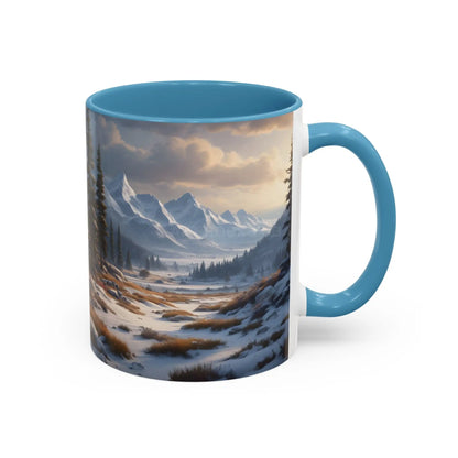 Mountain Winter Landscape Coffee Mug — Scenic Snowy Peaks Accent Mug - Mug
