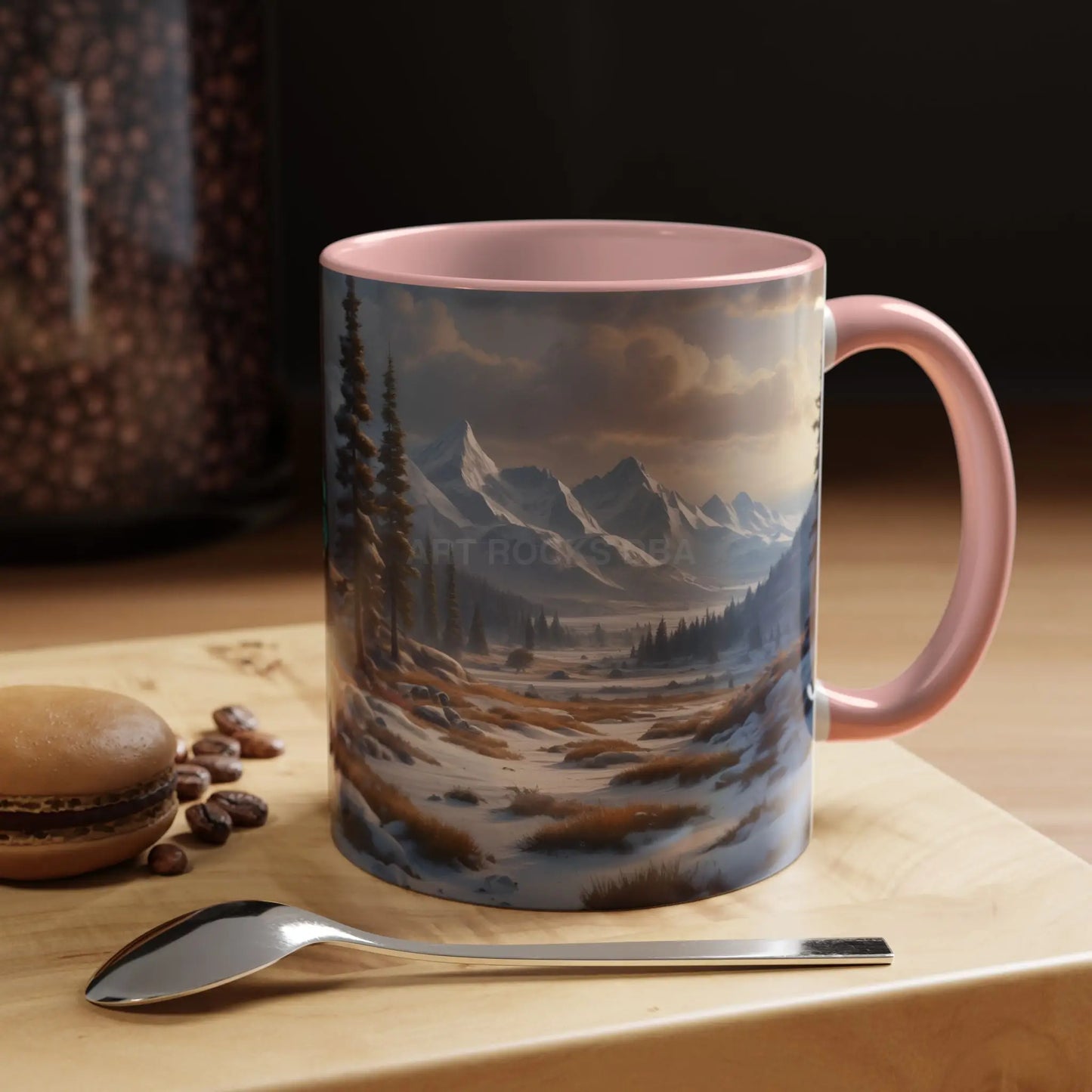 Mountain Winter Landscape Coffee Mug — Scenic Snowy Peaks Accent Mug - Mug