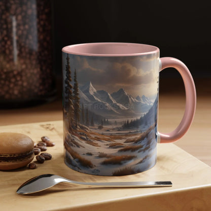 Mountain Winter Landscape Coffee Mug — Scenic Snowy Peaks Accent Mug - Mug