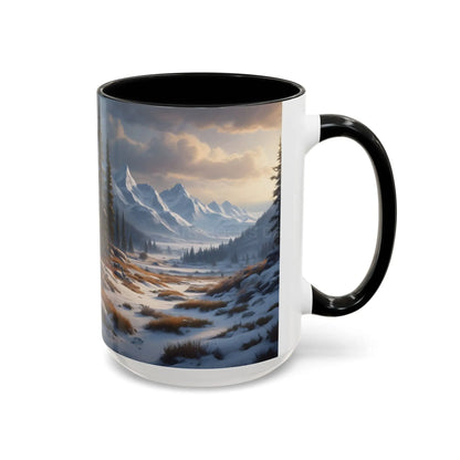 Mountain Winter Landscape Coffee Mug — Scenic Snowy Peaks Accent Mug - Mug