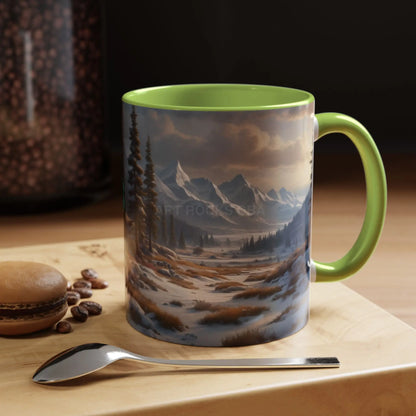 Mountain Winter Landscape Coffee Mug — Scenic Snowy Peaks Accent Mug - Mug