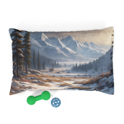Mountain Winter Landscape Pet Bed — Cozy Scenic Dog & Cat Pillow - 28’’ × 18’’ - Pets