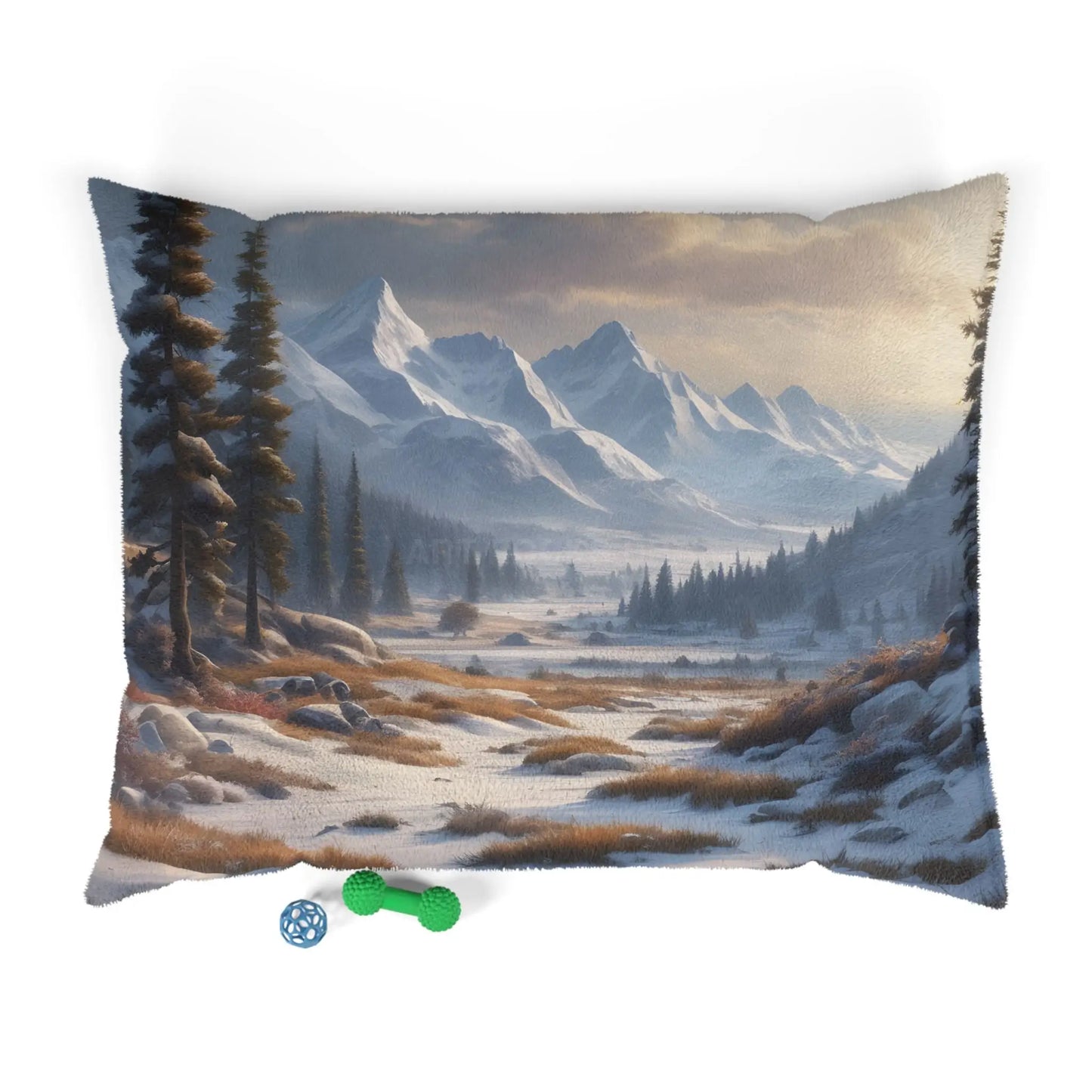 Mountain Winter Landscape Pet Bed — Cozy Scenic Dog & Cat Pillow - 50’’ × 40’’ - Pets