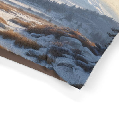 Mountain Winter Landscape Pet Bed — Cozy Scenic Dog & Cat Pillow - Pets