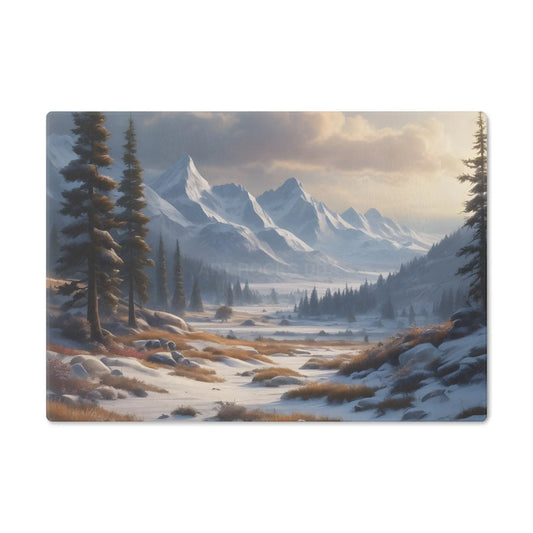 Mountain Winter Scene Cutting Board — Snowy Alpine Landscape Kitchen Board - Small - Home Decor