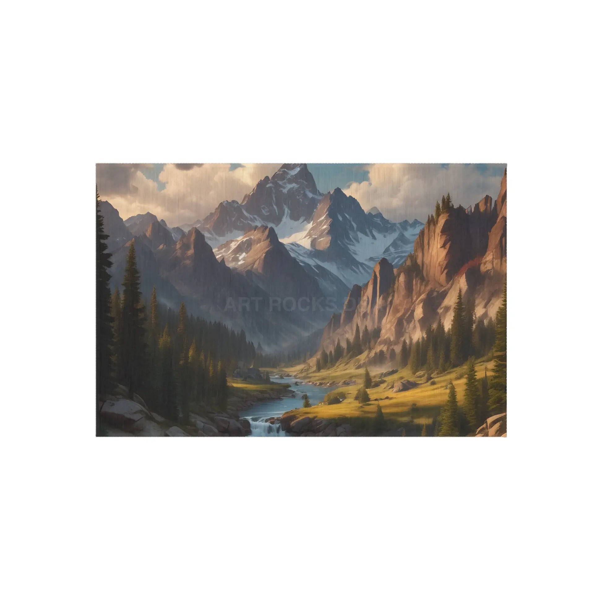 Mountainous River Outdoor Rug Nature Area Rug Landscape Mat Patio Decor Camping Accessory Garden Floor Covering - 24’’