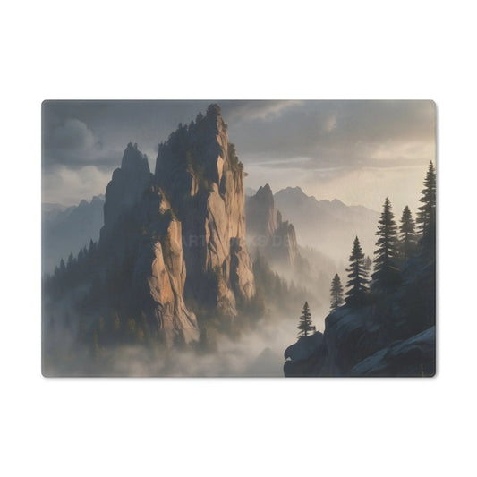 Mountaintop Mist Cutting Board — Scenic Pine Forest Landscape - Small - Home Decor