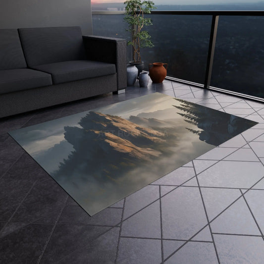 Mountaintop Outdoor Rug Cozy Patio Area Mat Camping Decor Cabin Style Rugs Boho Home Accessories - 60’’ × 84’’ - Home