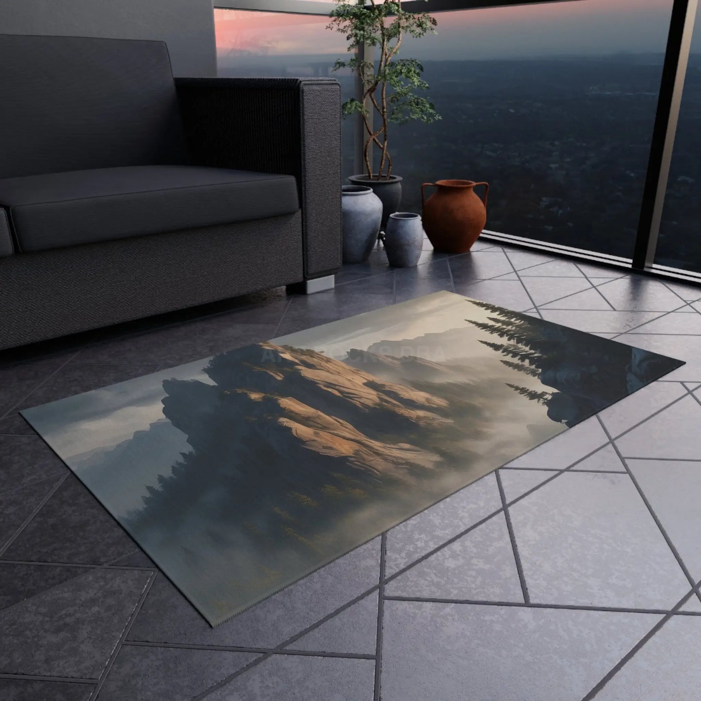 Mountaintop Outdoor Rug Cozy Patio Area Mat Camping Decor Cabin Style Rugs Boho Home Accessories - Home Decor