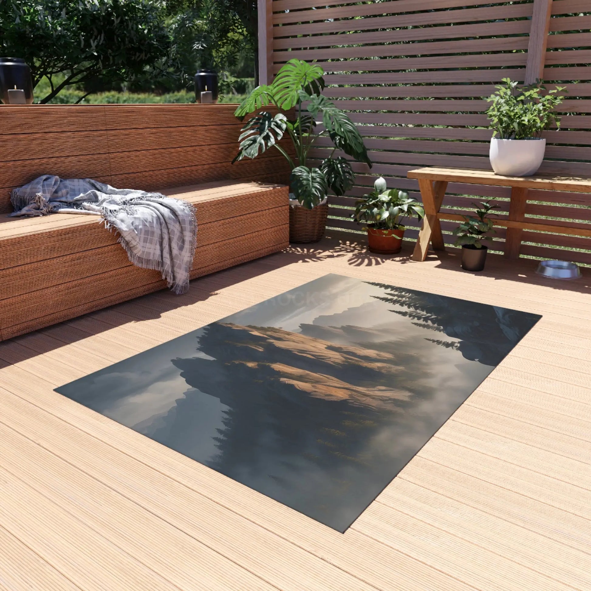 Mountaintop Outdoor Rug Cozy Patio Area Mat Camping Decor Cabin Style Rugs Boho Home Accessories - Home Decor