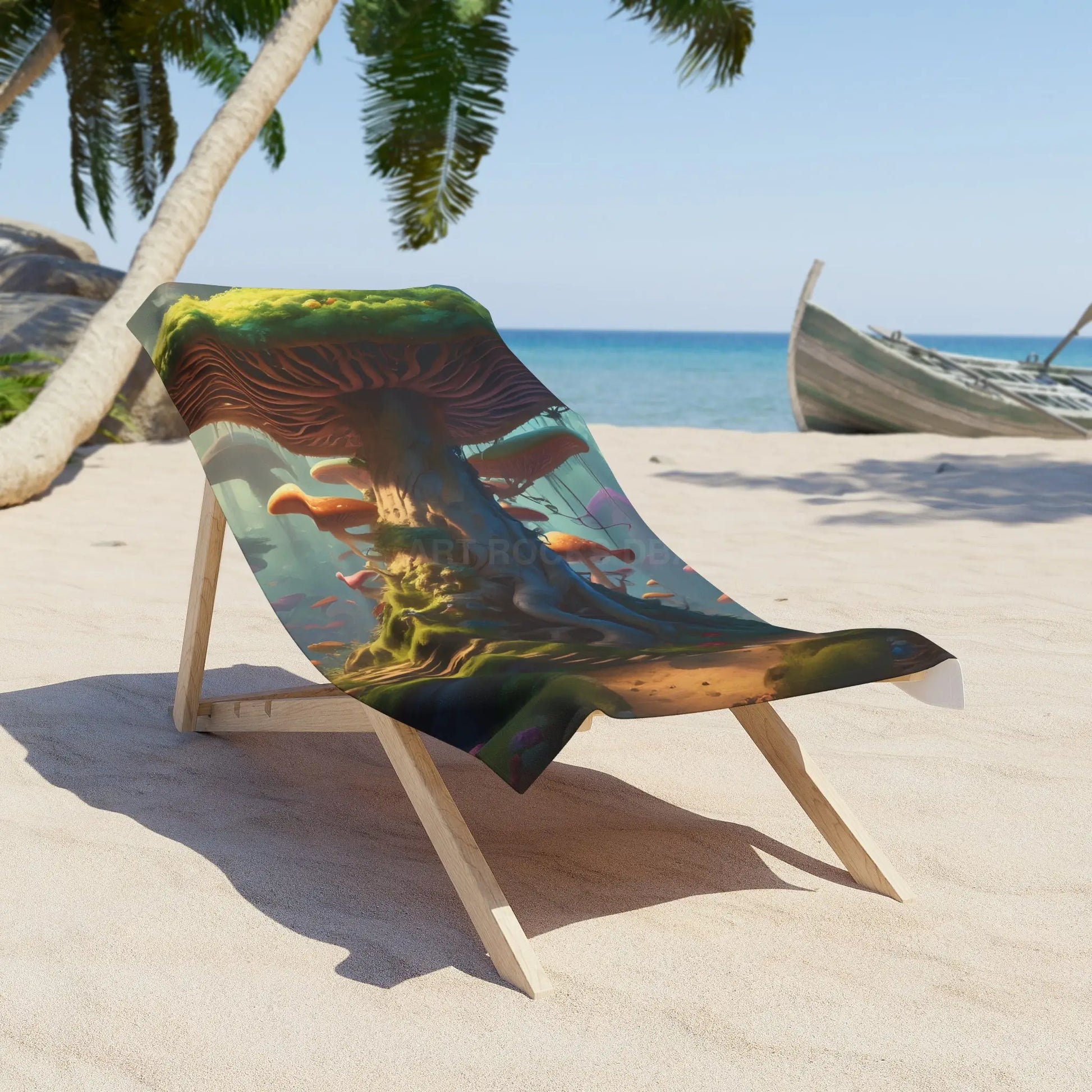 Mushroom Fantasy Beach Towel — Enchanted Forest Giant Fungi - 30’’ × 60’’ - Home Decor