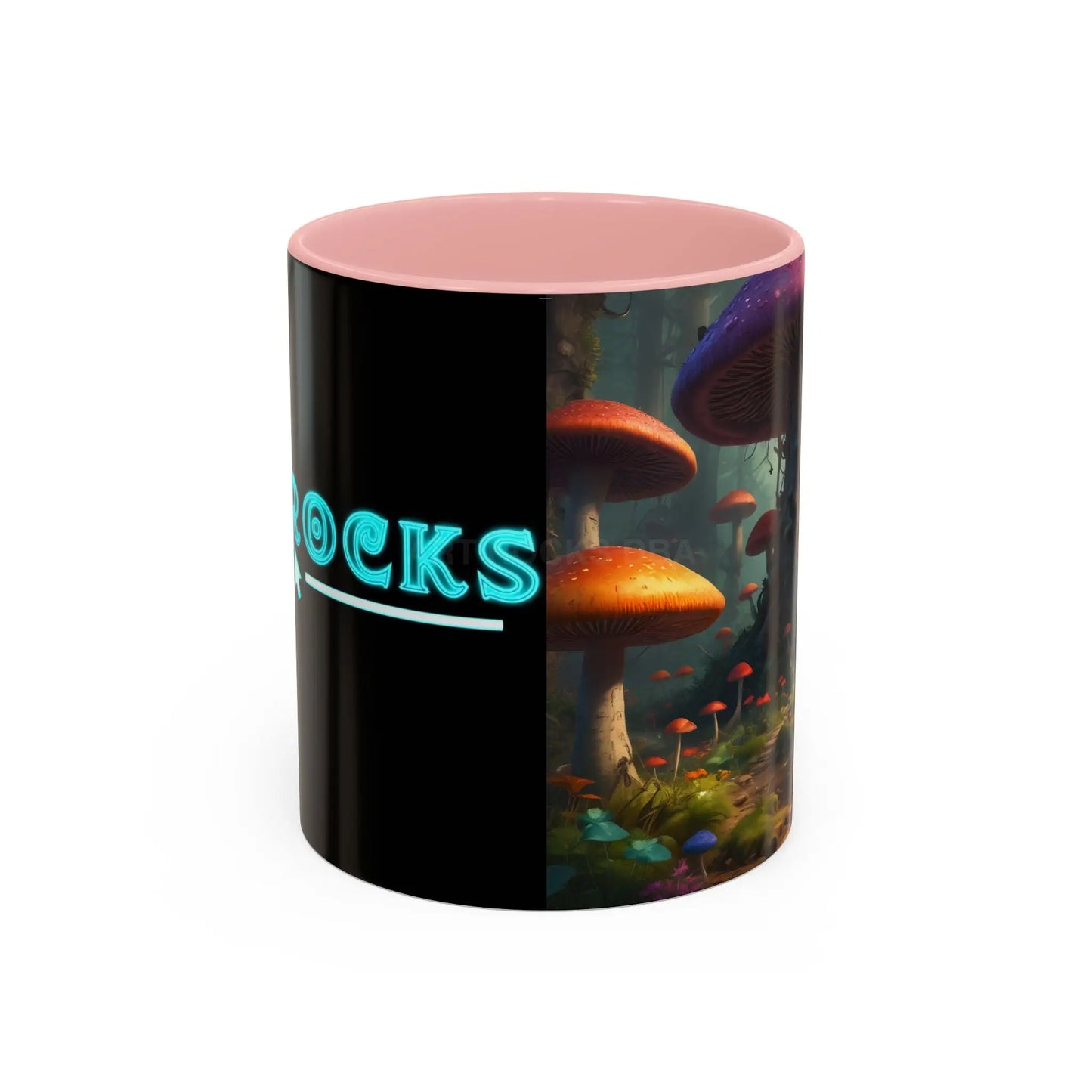 Mushroom Forest Accent Coffee Mug — Fantasy Magic Mushroom Scenic 11/15oz - 11oz / Pink - Mug