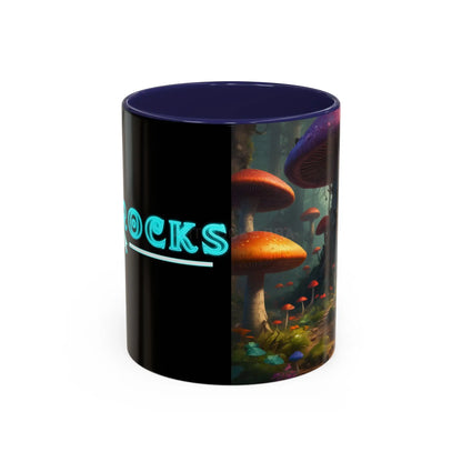 Mushroom Forest Accent Coffee Mug — Fantasy Magic Mushroom Scenic 11/15oz - 11oz / Navy - Mug