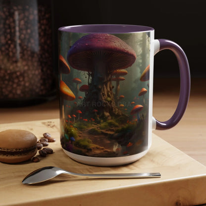 Mushroom Forest Accent Coffee Mug — Fantasy Magic Mushroom Scenic 11/15oz - Mug