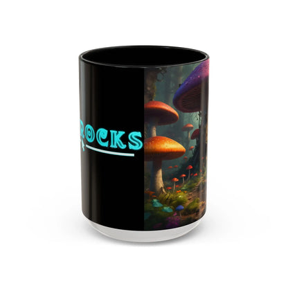 Mushroom Forest Accent Coffee Mug — Fantasy Magic Mushroom Scenic 11/15oz - 15oz / Black - Mug