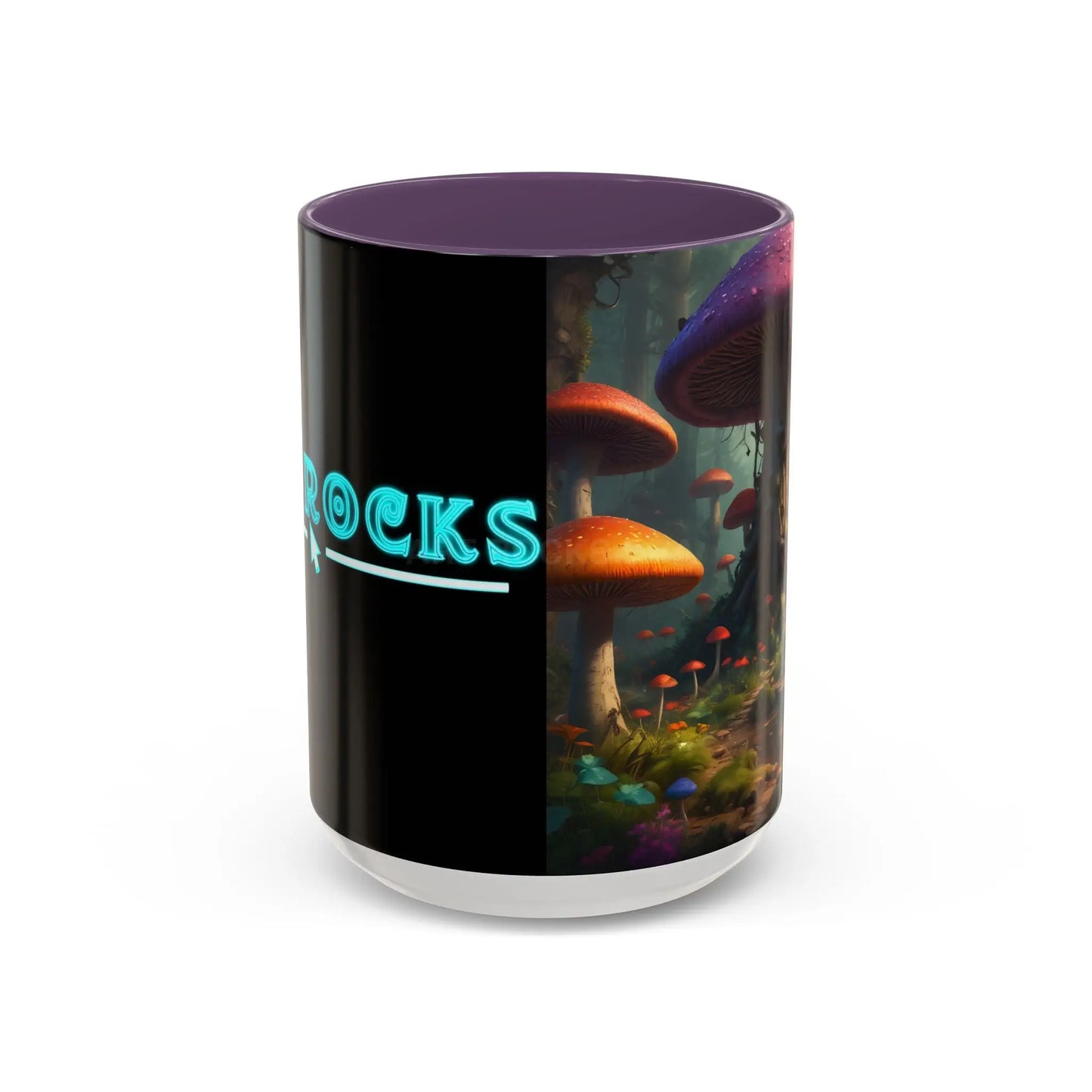 Mushroom Forest Accent Coffee Mug — Fantasy Magic Mushroom Scenic 11/15oz - 15oz / Purple - Mug