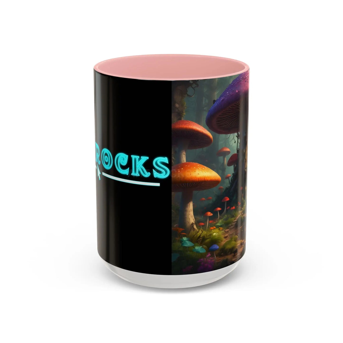 Mushroom Forest Accent Coffee Mug — Fantasy Magic Mushroom Scenic 11/15oz - 15oz / Pink - Mug