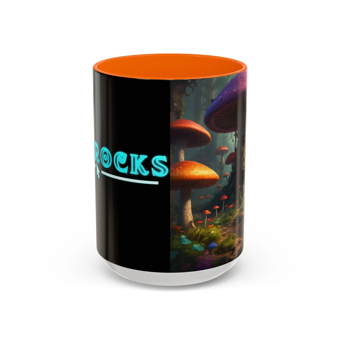 Mushroom Forest Accent Coffee Mug — Fantasy Magic Mushroom Scenic 11/15oz - 15oz / Orange - Mug