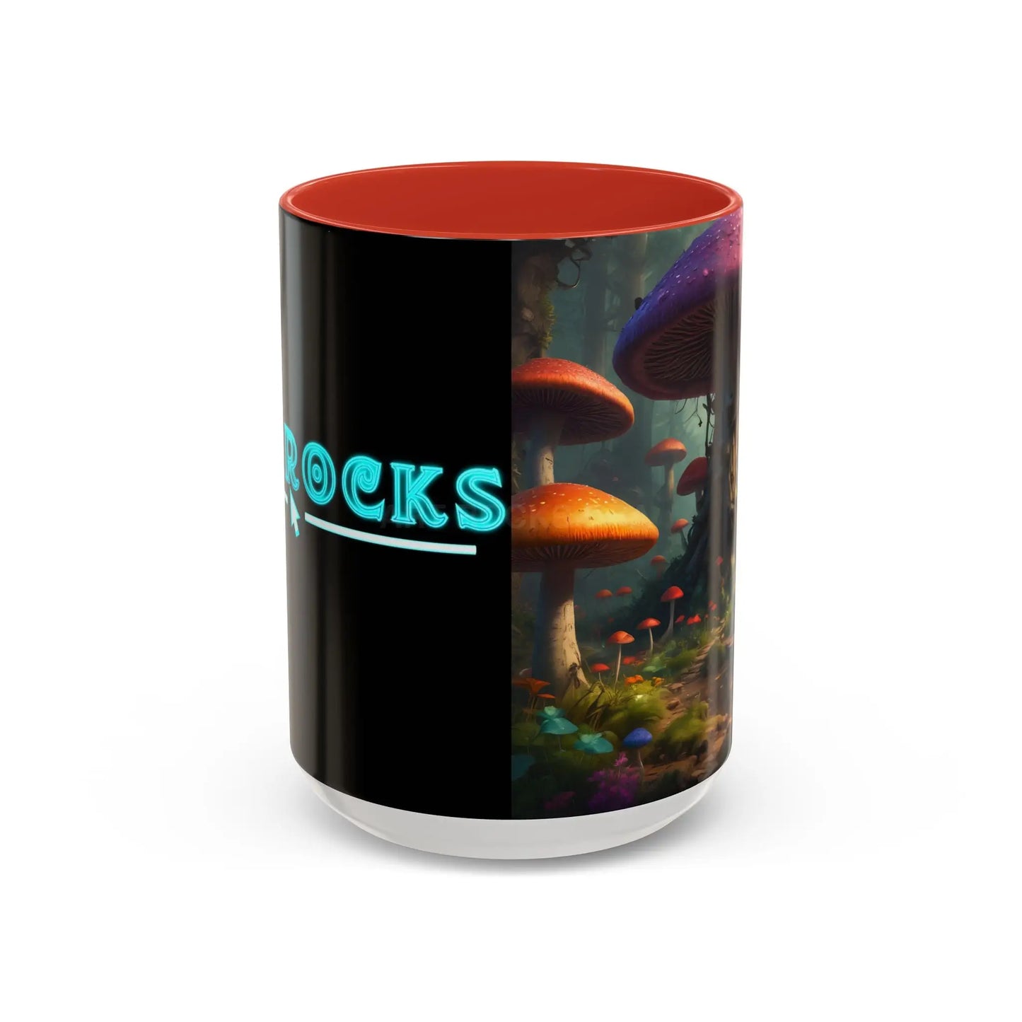 Mushroom Forest Accent Coffee Mug — Fantasy Magic Mushroom Scenic 11/15oz - 15oz / Red - Mug