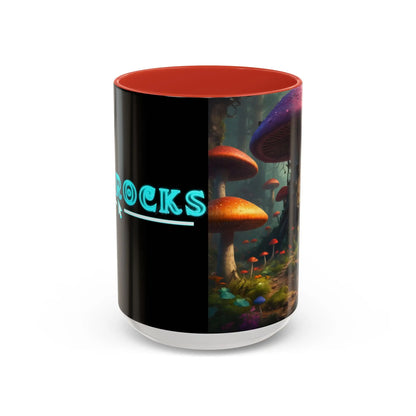 Mushroom Forest Accent Coffee Mug — Fantasy Magic Mushroom Scenic 11/15oz - 15oz / Red - Mug