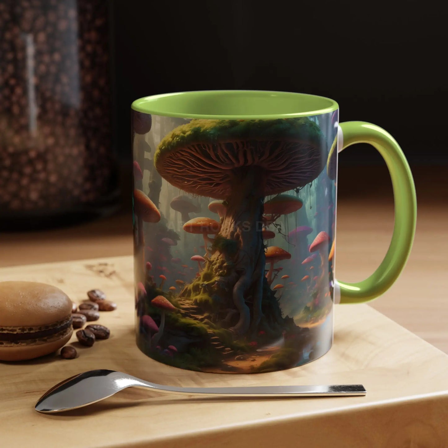Mushroom Forest Accent Coffee Mug — Fantasy Nature 11/15oz - 11oz / Light Green - Mug
