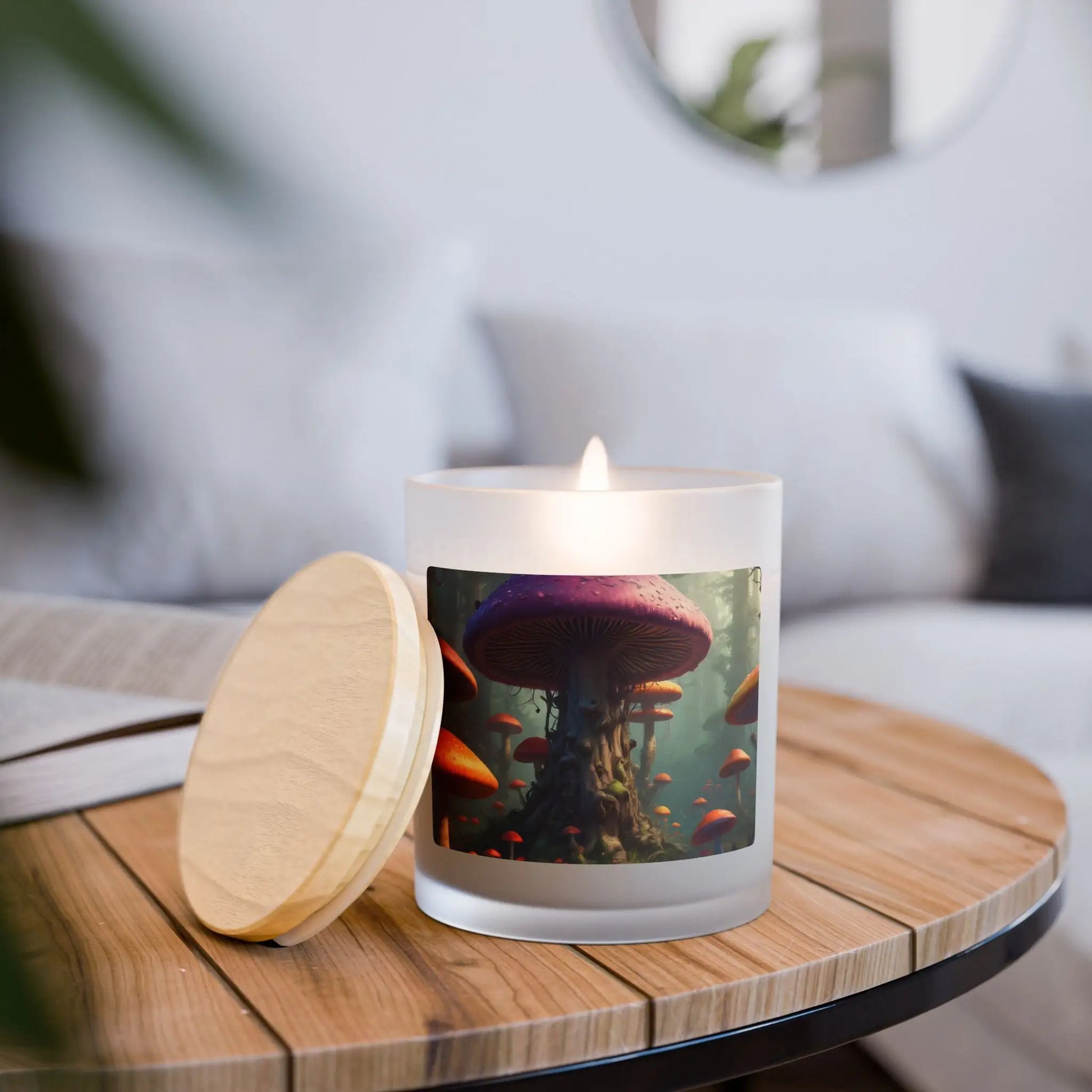 Mushroom Forest Candle — Frosted 11oz Scented Jar - Vanilla / 11oz - Home Decor