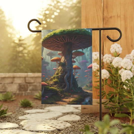 Mushroom Forest Garden Banner Enchanted Outdoor Decor Colorful House Flag Cozy Home Decor Seasonal Garden Flag Fantasy