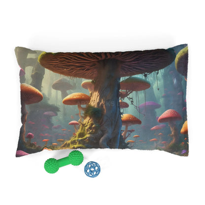 Mushroom Forest Pet Bed — Cozy Fantasy Dog & Cat Bed - 28’’ × 18’’ - Pets
