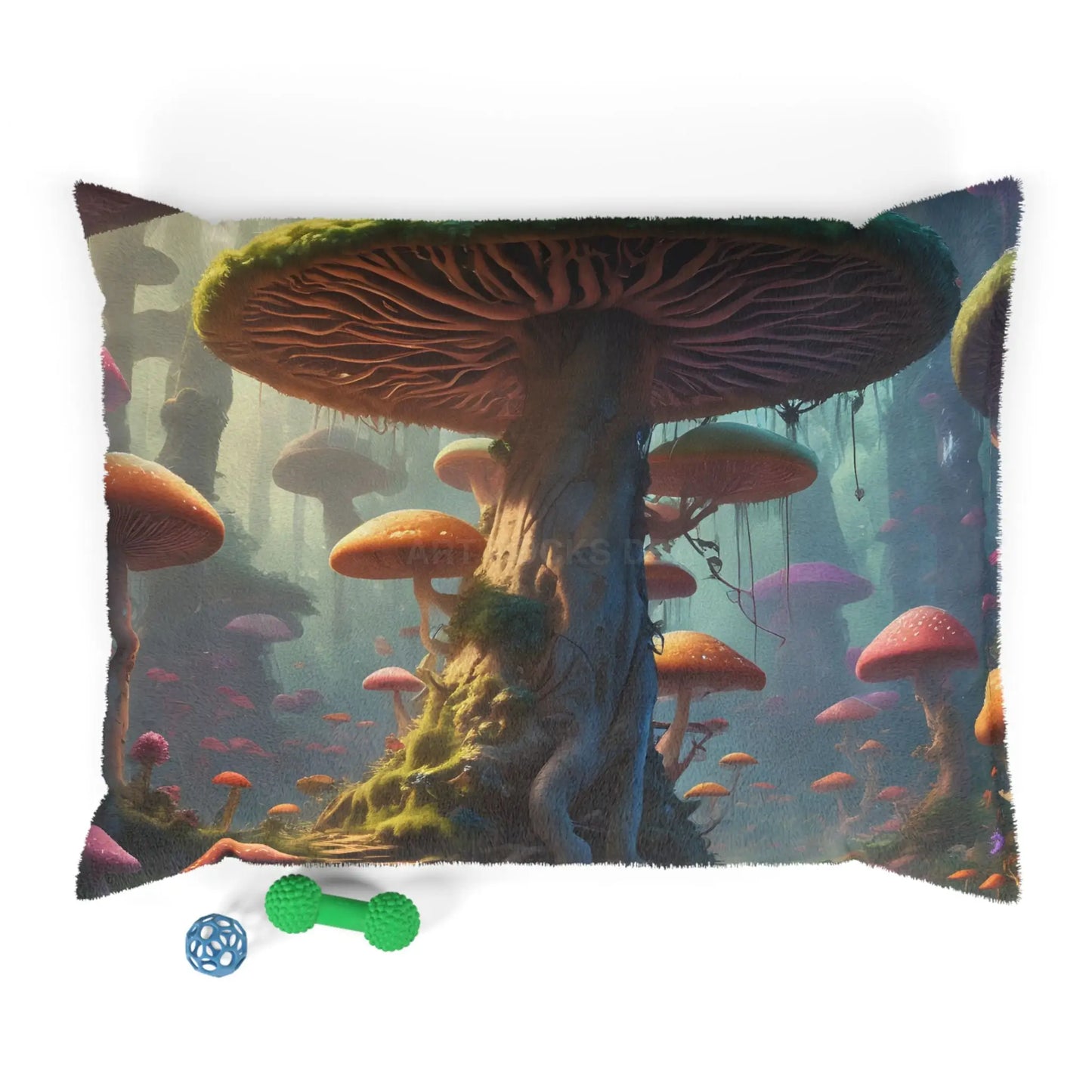 Mushroom Forest Pet Bed — Cozy Fantasy Dog & Cat Bed - 40’’ × 30’’ - Pets