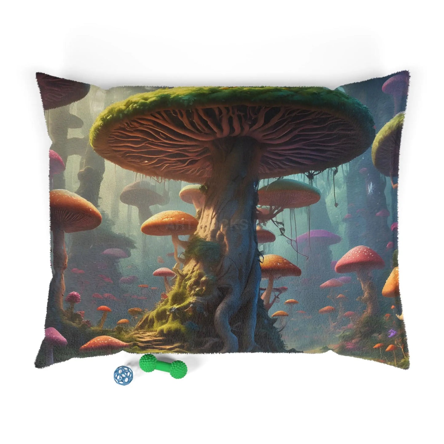 Mushroom Forest Pet Bed — Cozy Fantasy Dog & Cat Bed - 50’’ × 40’’ - Pets