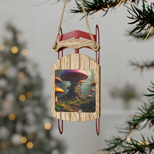 Mushroom Forest Sled Ornament - 2.1’’ × 4.6’’ / 1 pc - Home Decor