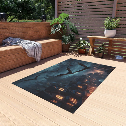 Mysterious Bat-Themed Outdoor Rug | Halloween Decor Patio Mat Spooky Home Accent Outdoor Living Cozy Vibes - Home Decor
