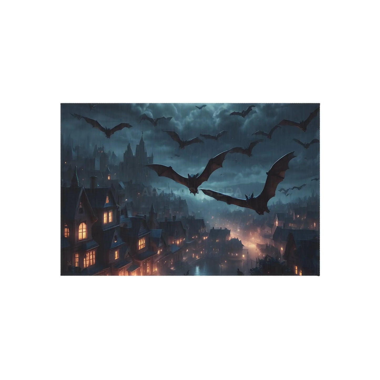 Mysterious Bat-Themed Outdoor Rug | Halloween Decor Patio Mat Spooky Home Accent Outdoor Living Cozy Vibes - 24’’ ×