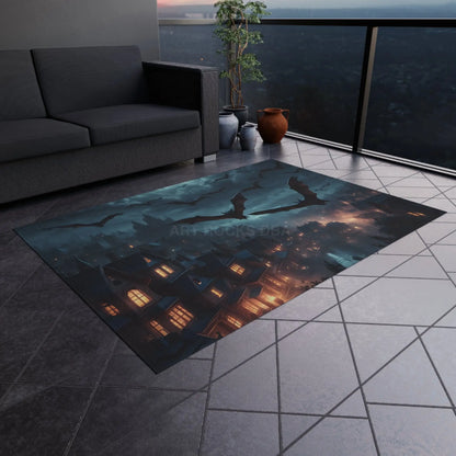 Mysterious Bat-Themed Outdoor Rug | Halloween Decor Patio Mat Spooky Home Accent Outdoor Living Cozy Vibes - 60’’ ×